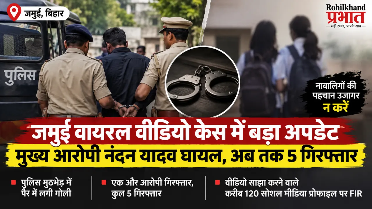 जमुई वायरल वीडियो केस में बड़ा अपडेट: मुख्य आरोपी नंदन यादव घायल, अब तक 5 गिरफ्तार